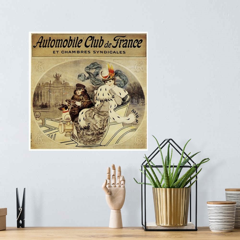 A bohemian room featuring Auto Club France - Vintage Advertisement