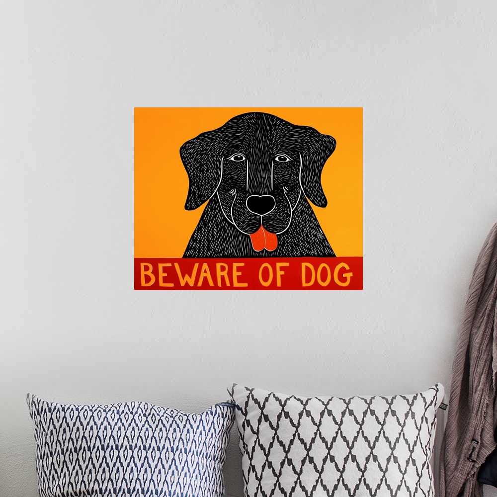 A bohemian room featuring Beware of Dog Black