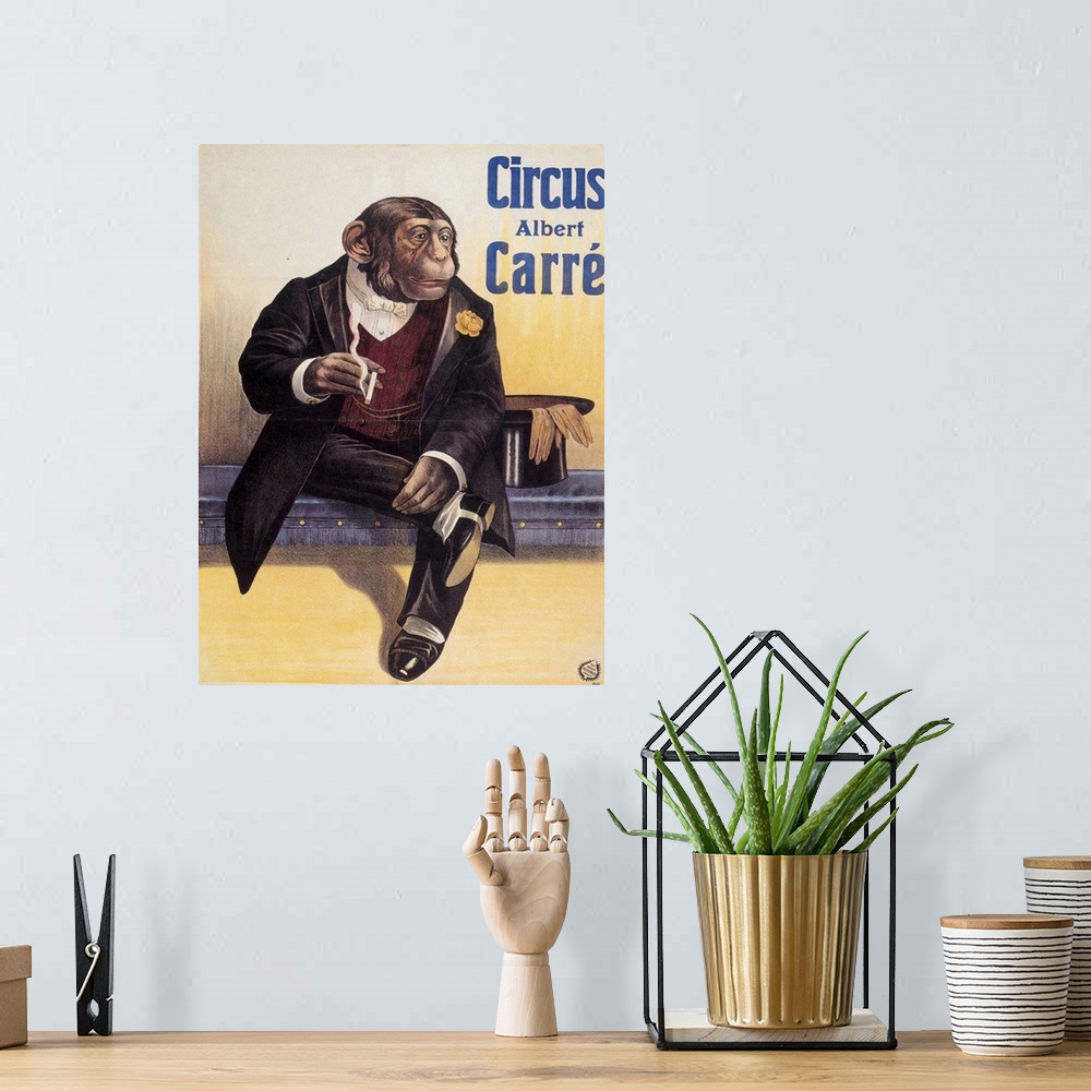 A bohemian room featuring Vintage poster advertisement for Carre Circus.