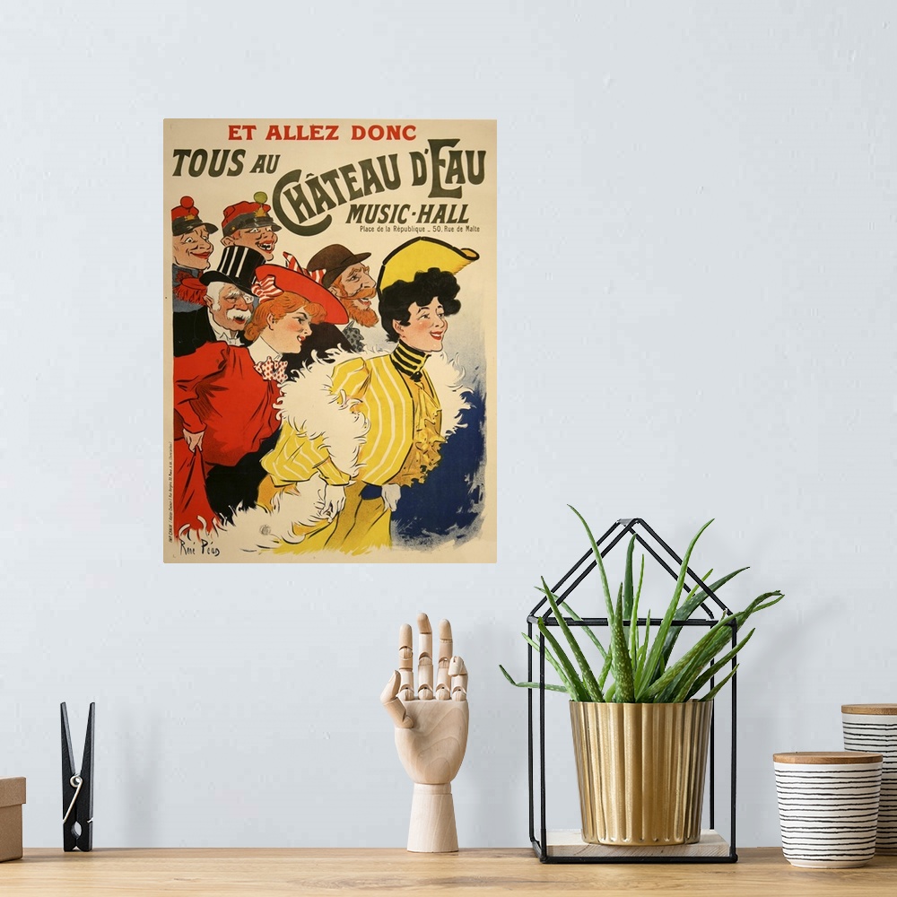 A bohemian room featuring Chateau D'Eau Music Hall - Vintage Advertisement