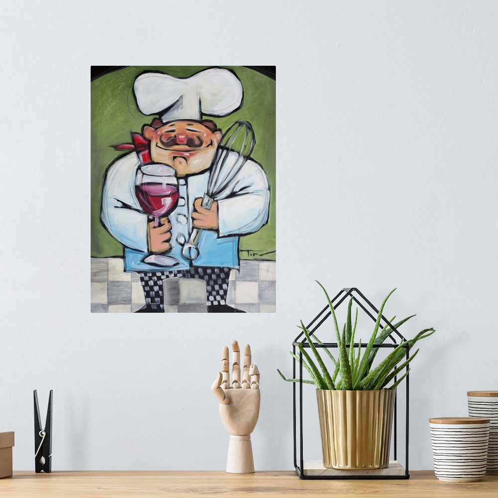 A bohemian room featuring Chef With Wine And Wisk