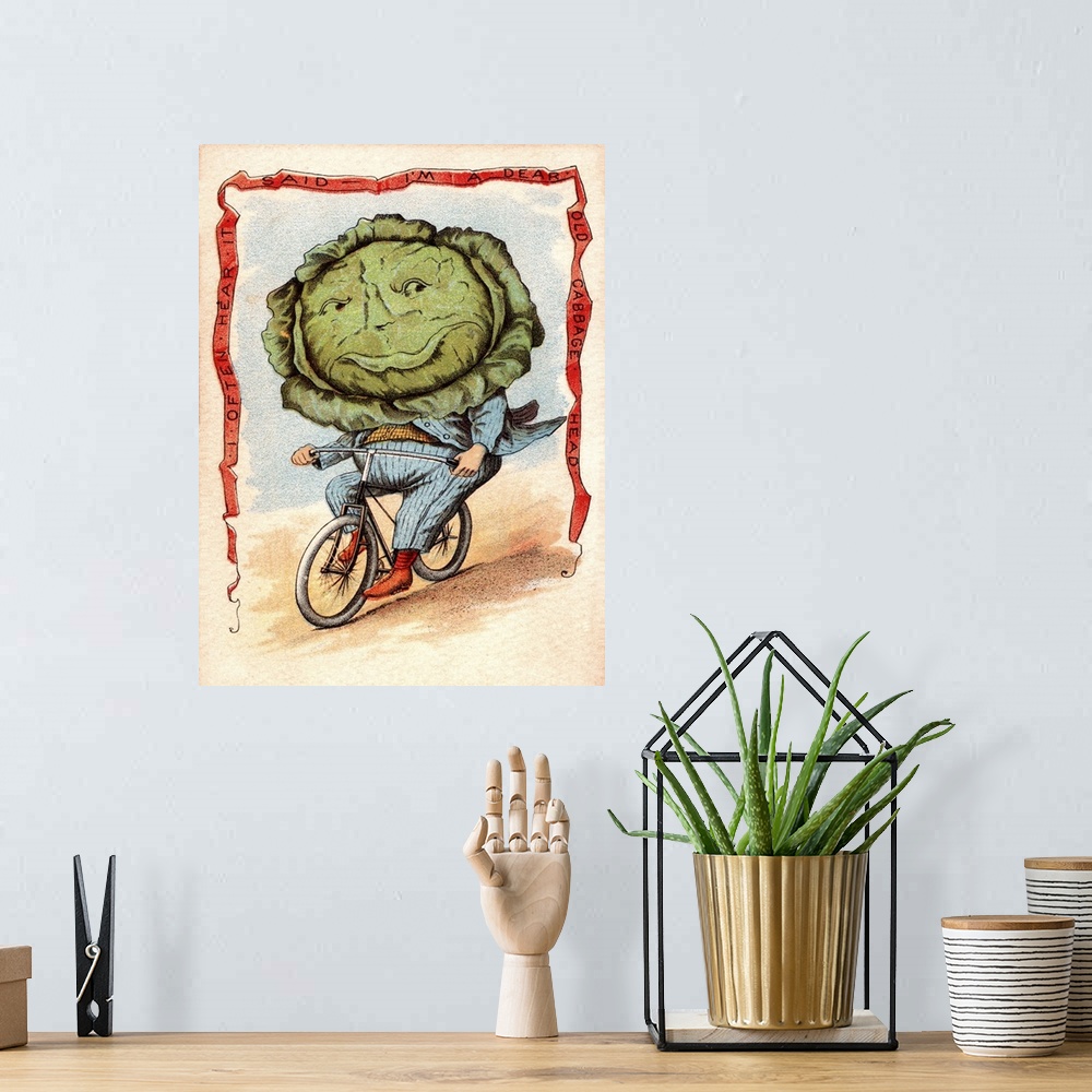 A bohemian room featuring Dear Old Cabbage Head - Vintage Illustration