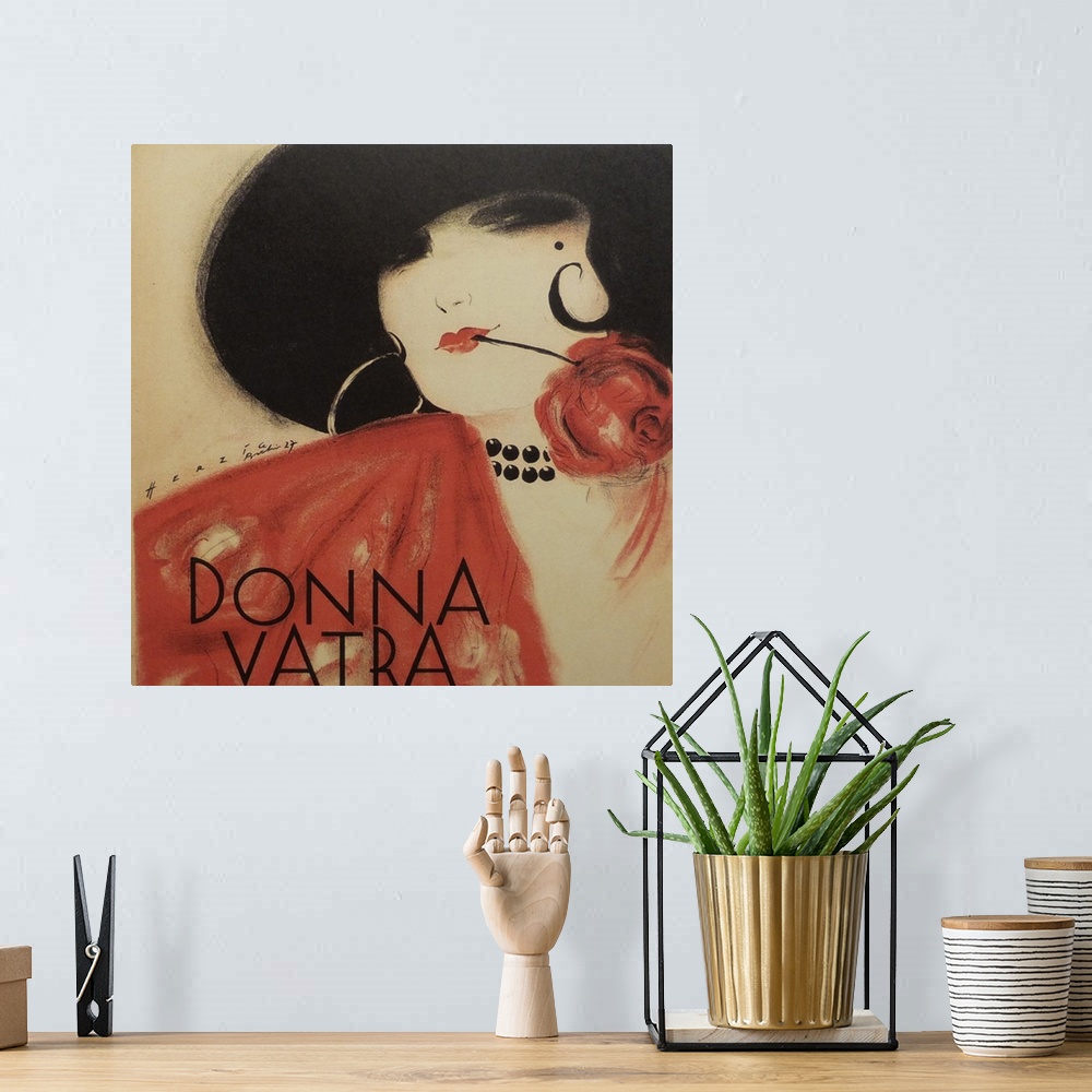 A bohemian room featuring Vintage poster advertisement for Donna Vatra.