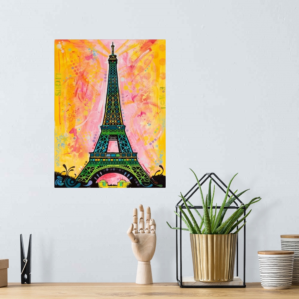 A bohemian room featuring Eiffel