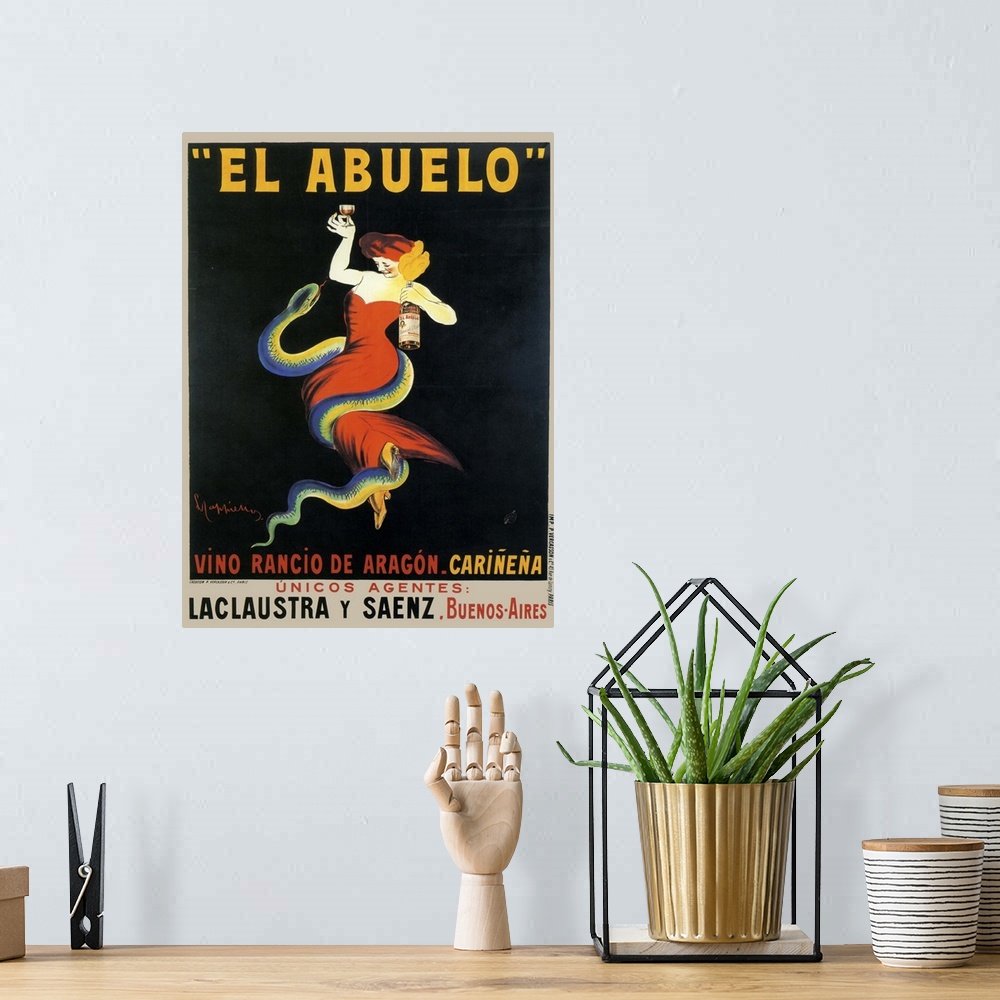 A bohemian room featuring El Abuelo - Vintage Liquor Advertisement