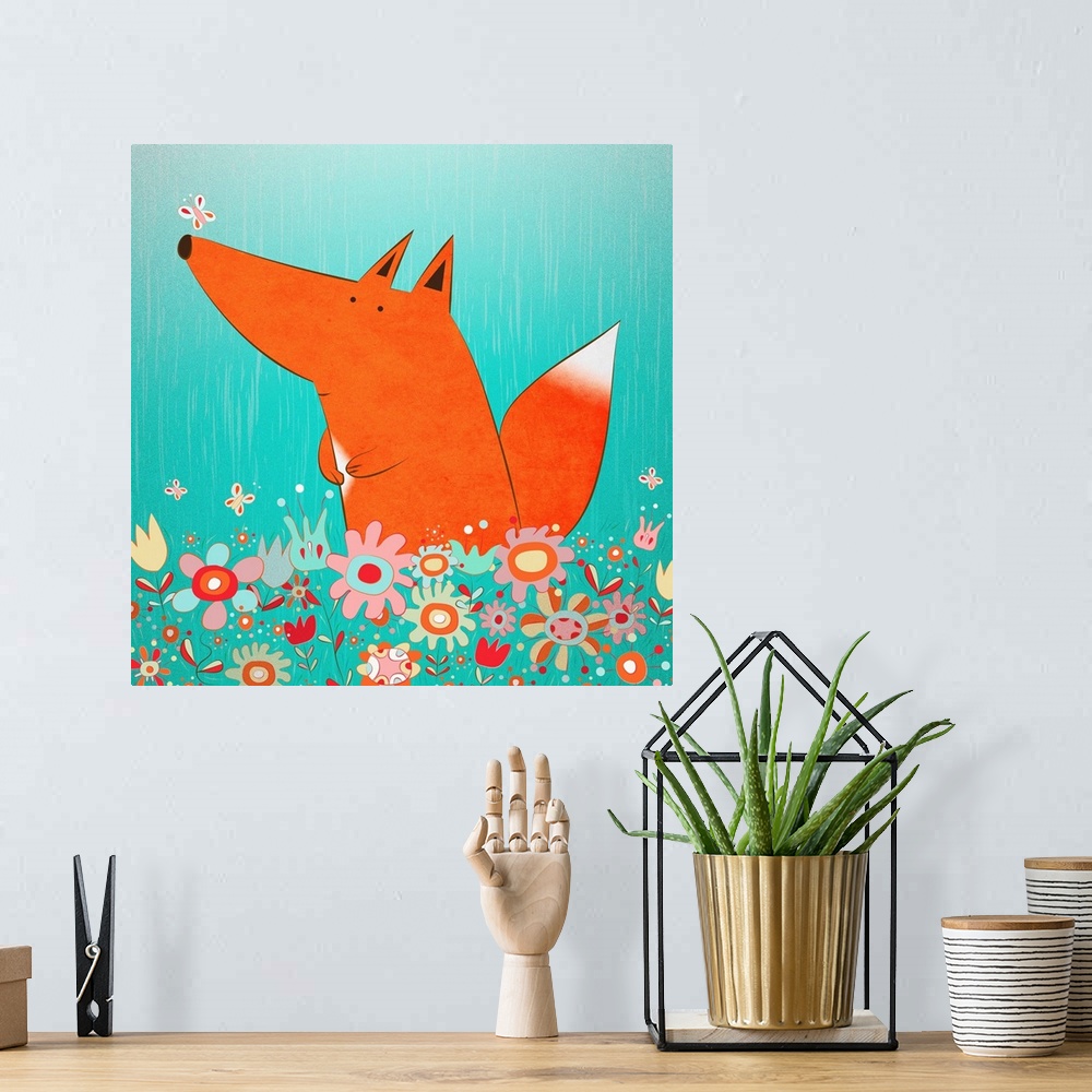 A bohemian room featuring Fox in Flowers