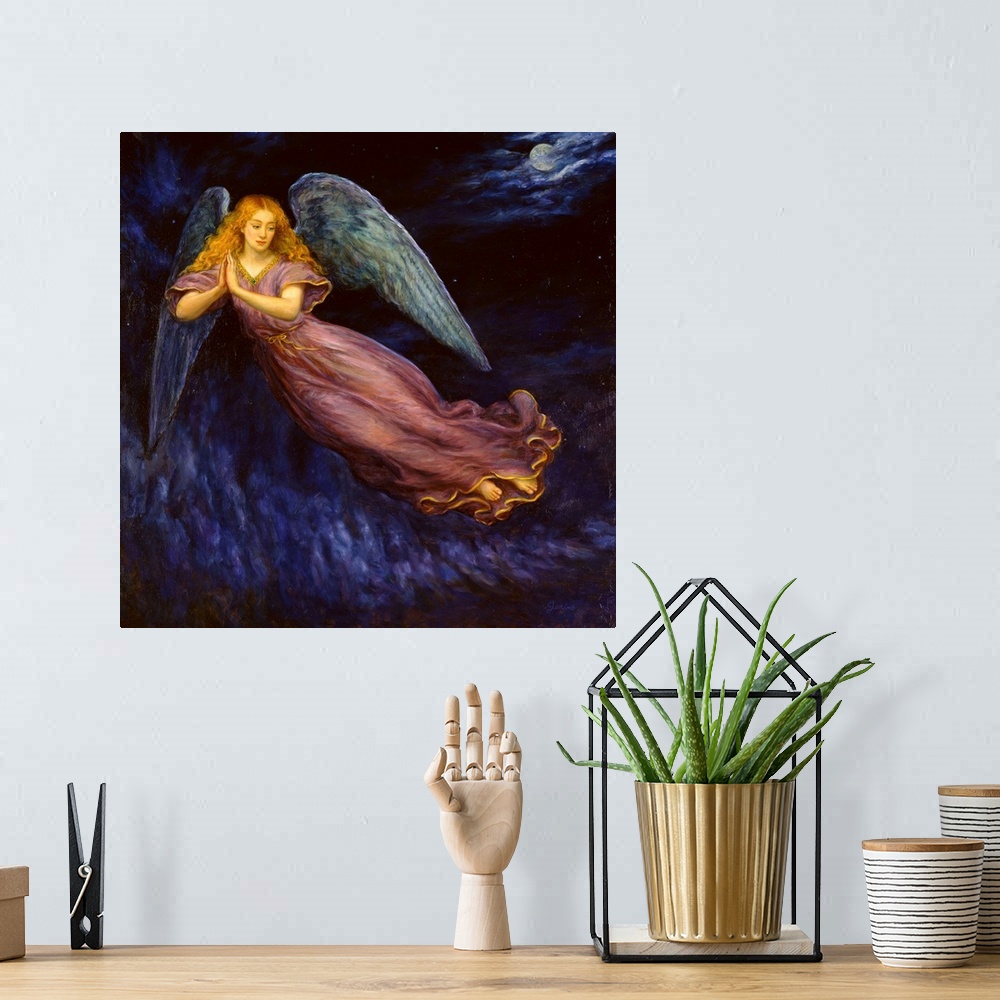 A bohemian room featuring Angel in the clouds and full moon