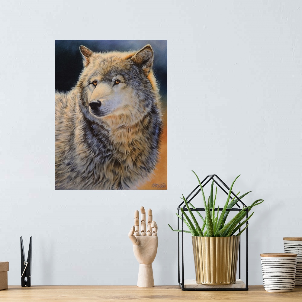 A bohemian room featuring grey wolf