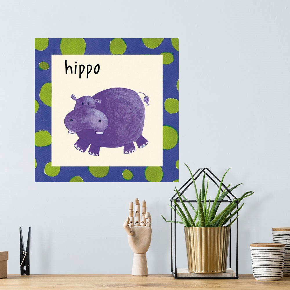 A bohemian room featuring purple hippo
