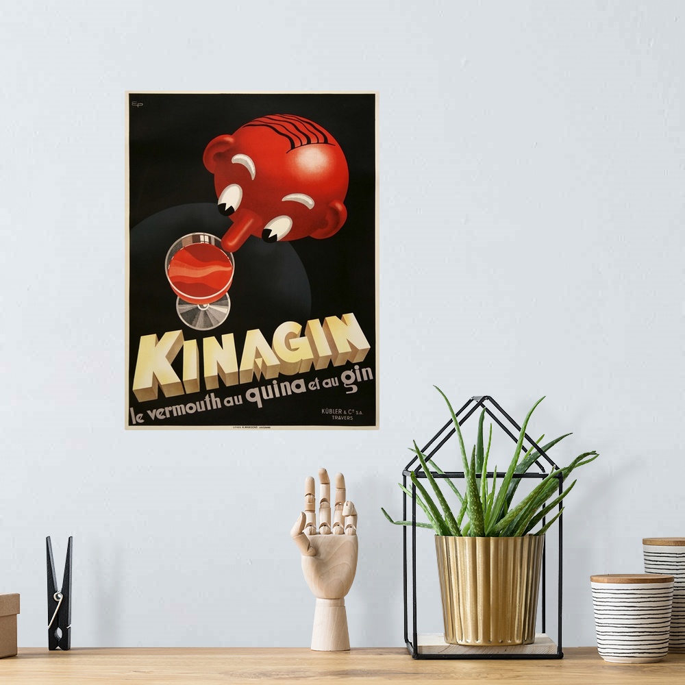A bohemian room featuring Kinagin - Vintage Wine Advertisement