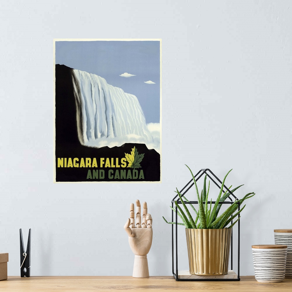 A bohemian room featuring Niagara Falls and Canada - Vintage Travel Advertisement