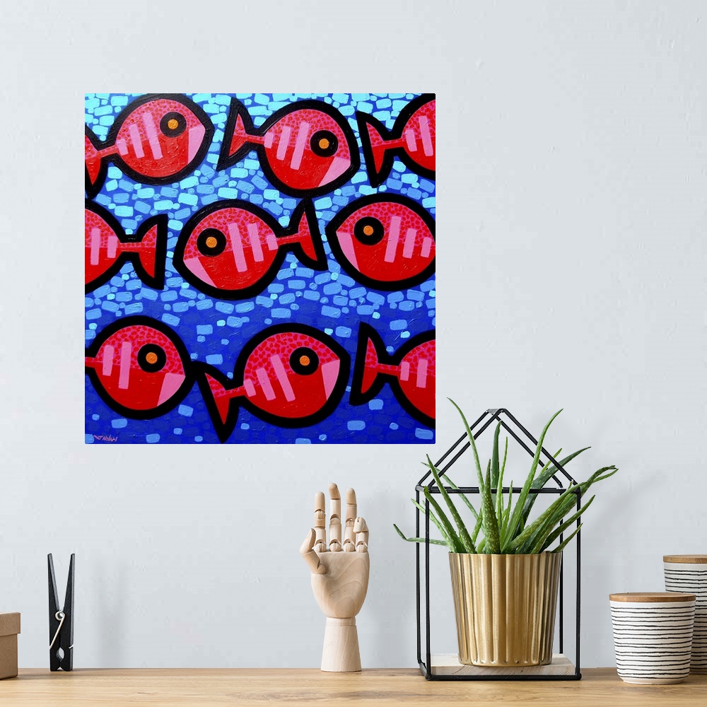 A bohemian room featuring Nine Happy Fish
