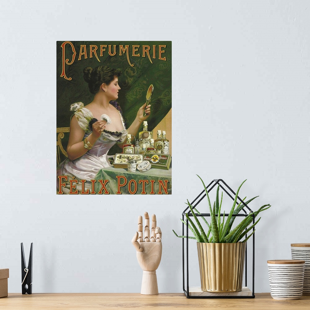 A bohemian room featuring Parfumerie - Vintage Perfume Advertisement