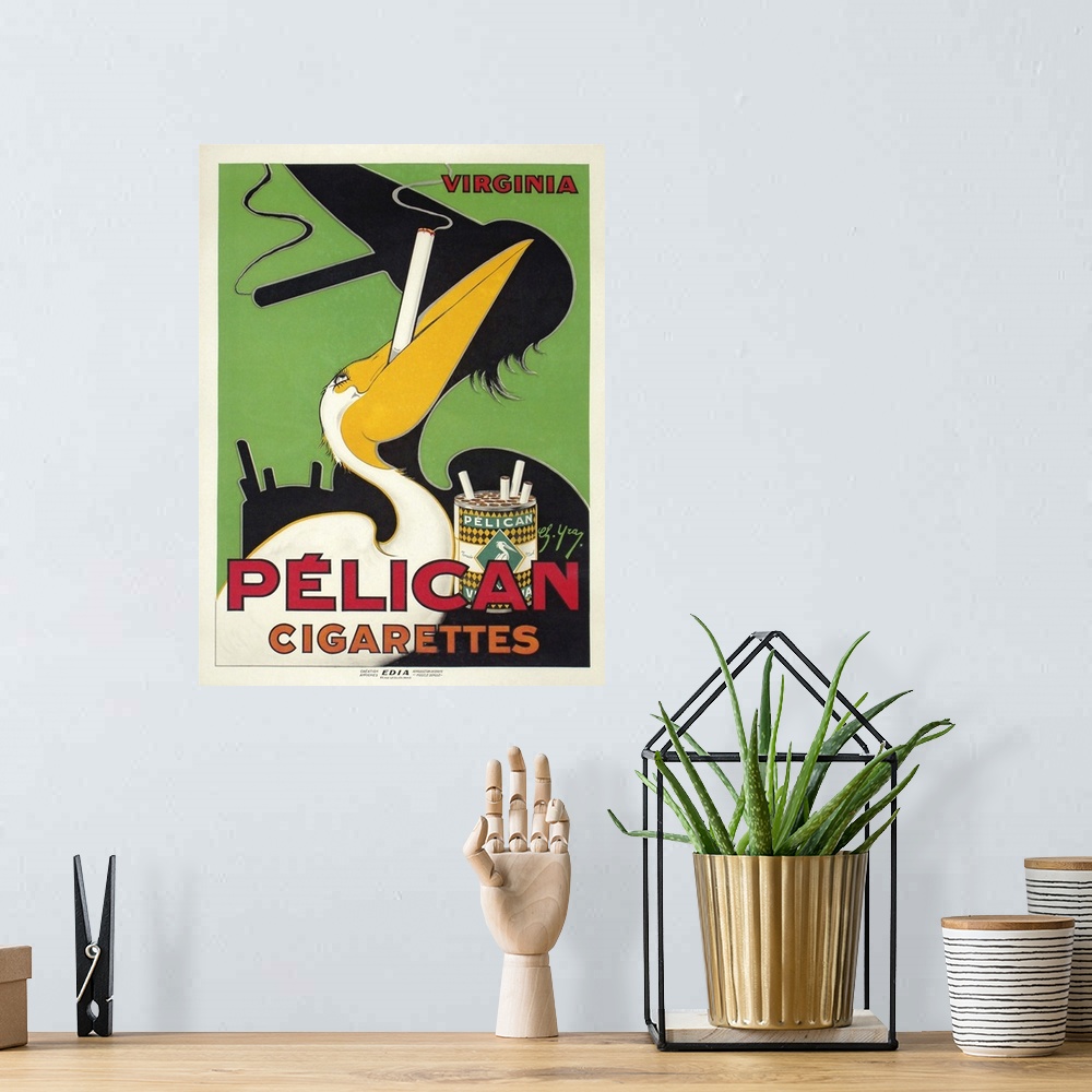 A bohemian room featuring Pelican - Vintage Cigarette Advertisement