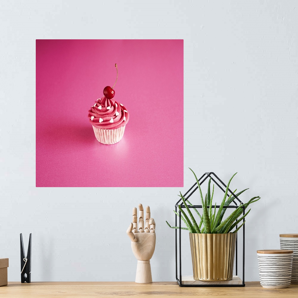 A bohemian room featuring Pink Cake on Pink with Cherry