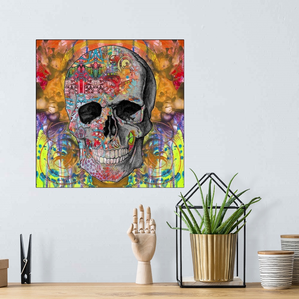 A bohemian room featuring Smile Skull