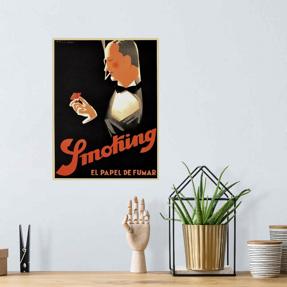 A bohemian room featuring Vintage advertisement for Smoking cigarette papers.