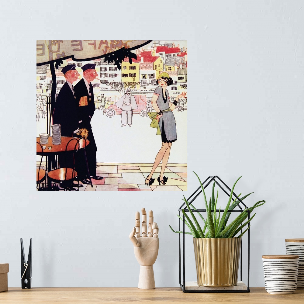 A bohemian room featuring Paris 1925 Solders French Lady, vintage Paris poster