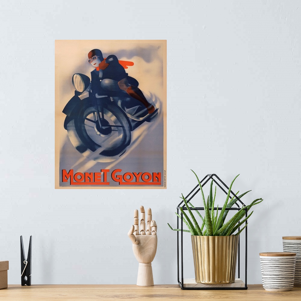 A bohemian room featuring Monet Goyon Man on motorcycle