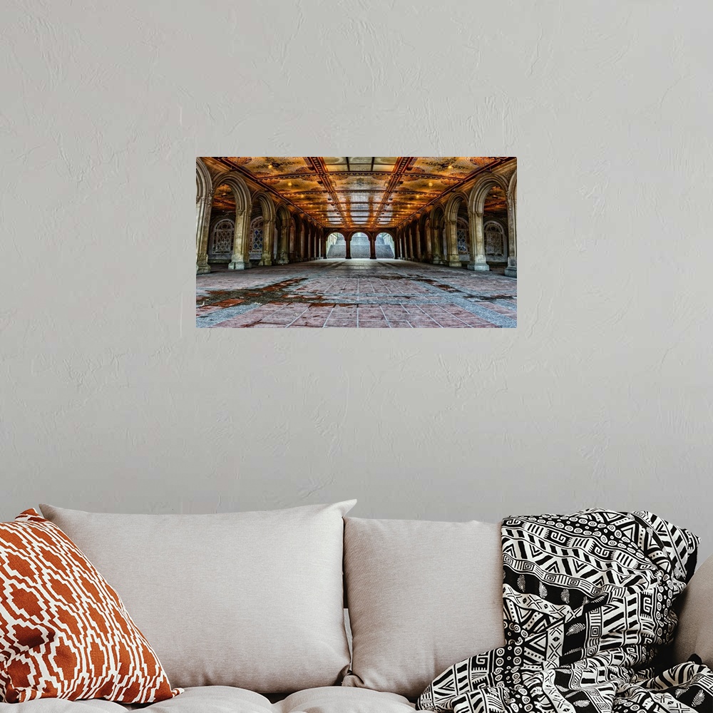 A bohemian room featuring Panoramic View Of Bethesda Terrace In Central Park