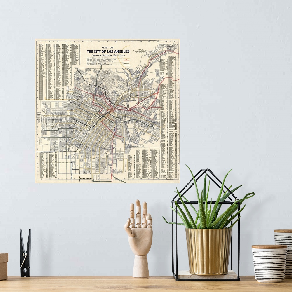 A bohemian room featuring Map of the City of Los Angeles Showing Railway Systems