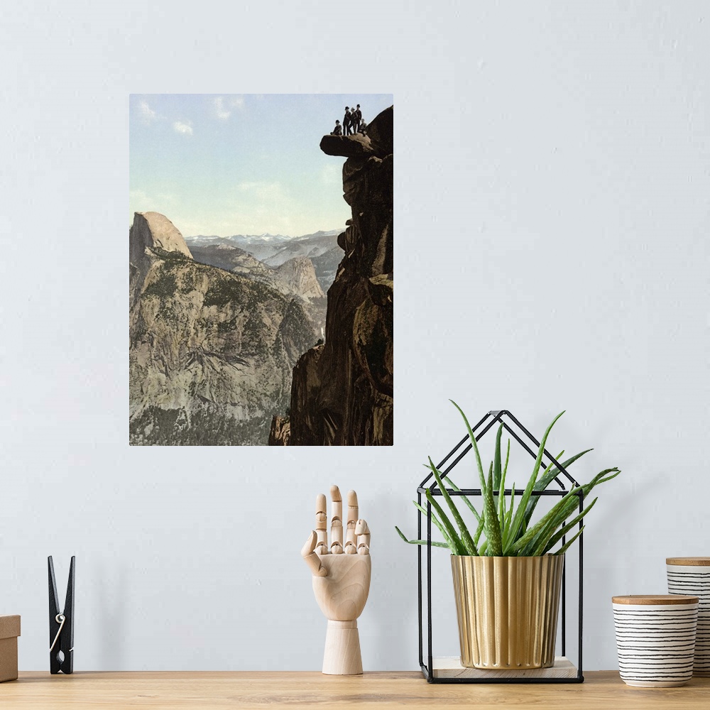 A bohemian room featuring Vintage photograph of Glacier Point and Half Dome, Yosemite National Park