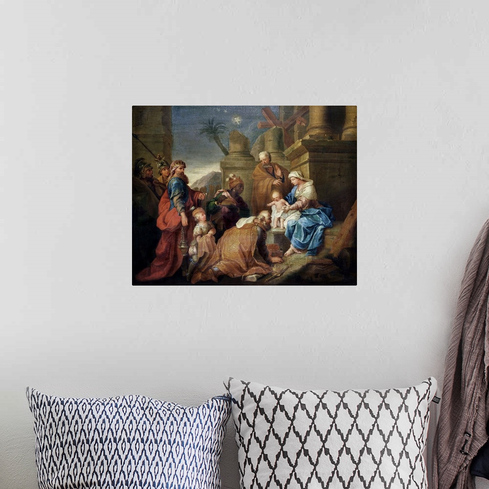 A bohemian room featuring XIR254926 Adoration of the Magi (oil on canvas)  by Stella, Jacques (1596-1657); Musee Municipal,...