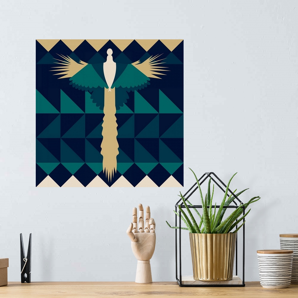A bohemian room featuring Aztec Peacock