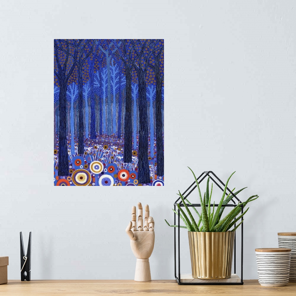 A bohemian room featuring Blue Forest, 2011, (acrylic on canvas)
