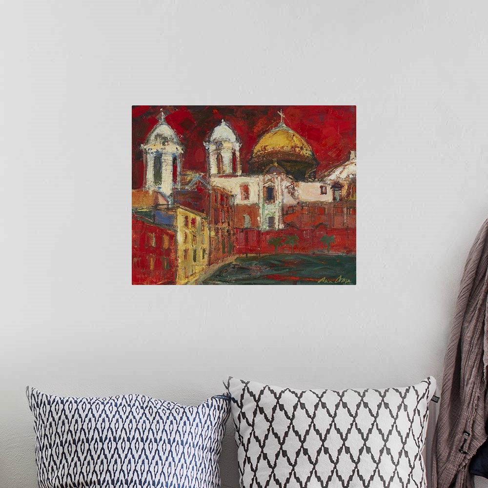 A bohemian room featuring Cadiz Cathedral And Buildings, Red Sky