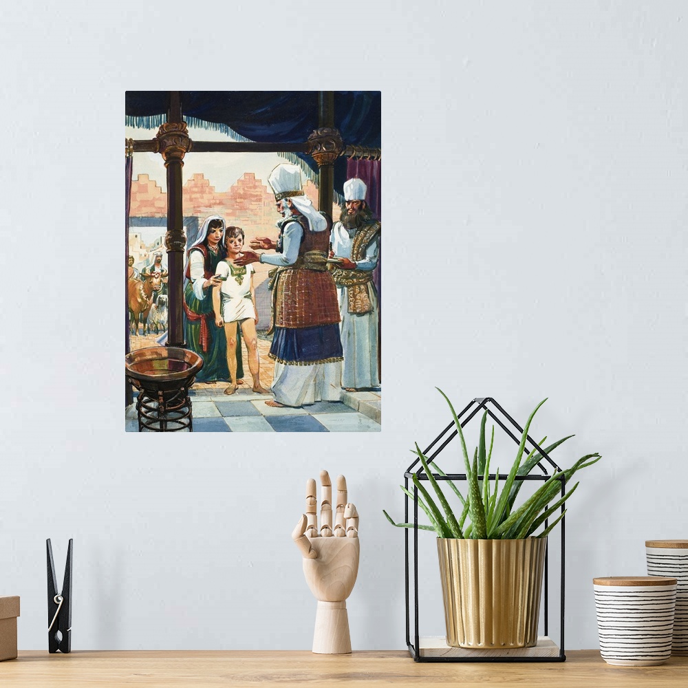 A bohemian room featuring Hannah with her son Samuel. Our picture show the Hight Priest Eli receiving Samuel, the boy who w...