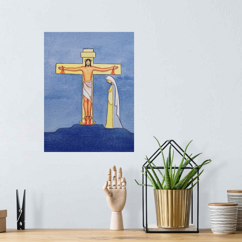 A bohemian room featuring Mary stands by the Cross as Jesus offers His life in Sacrifice, 2005