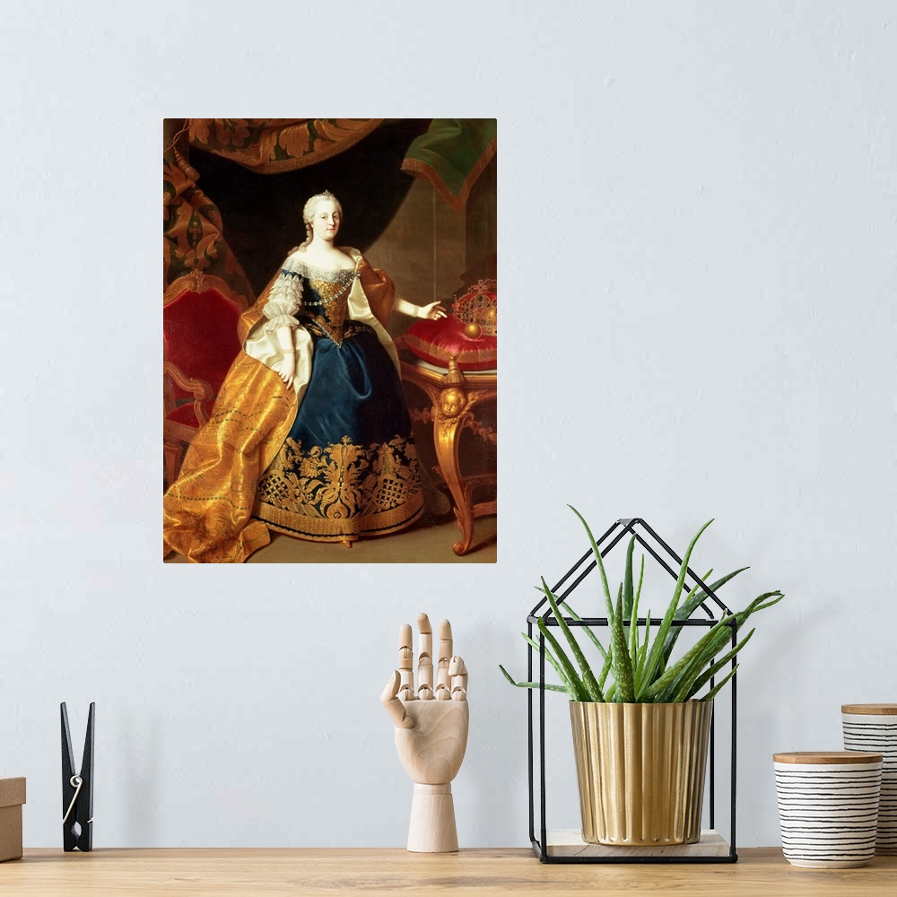 A bohemian room featuring Portrait of the Empress Maria Theresa of Austria