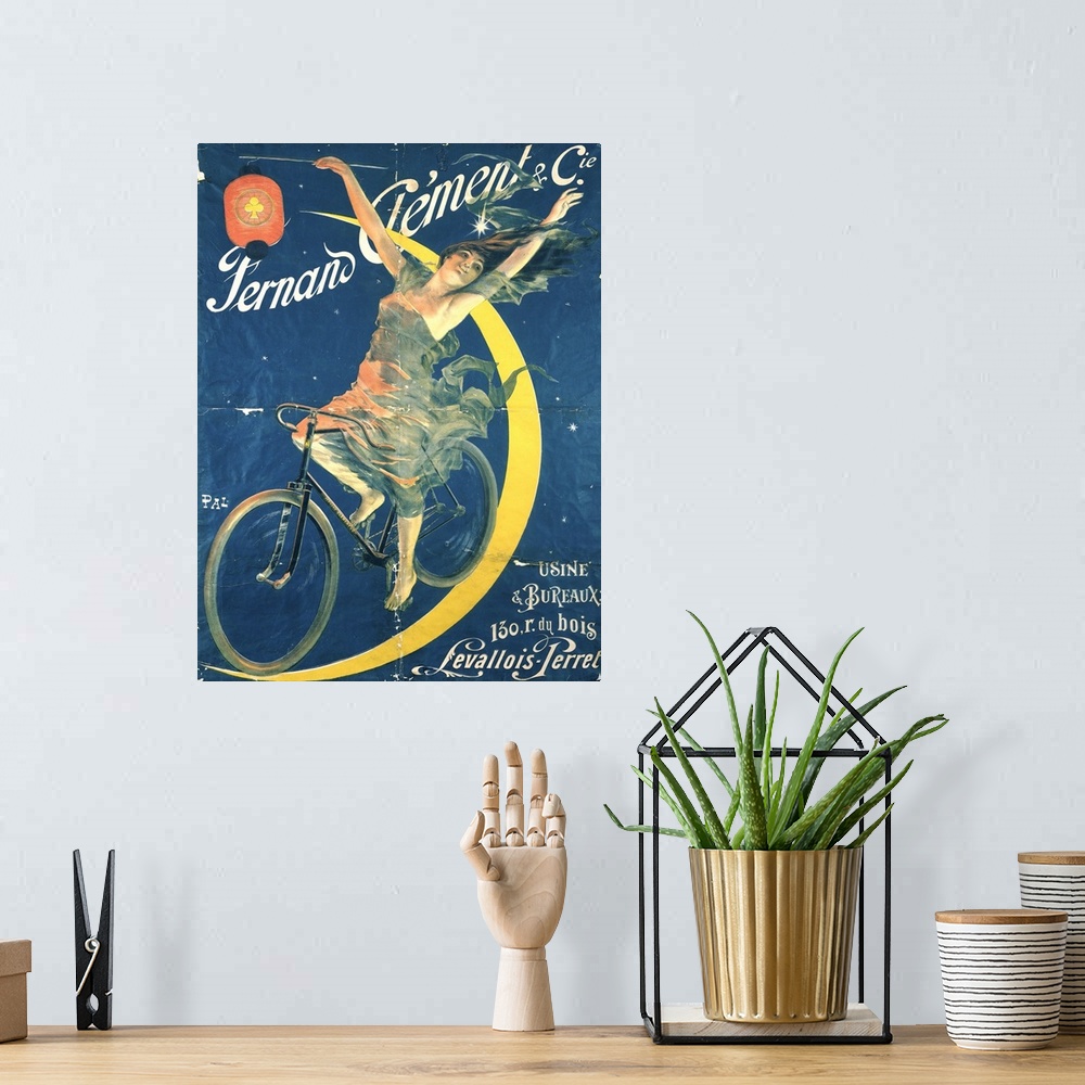 A bohemian room featuring Poster advertising 'Fernand Clement' bicycles