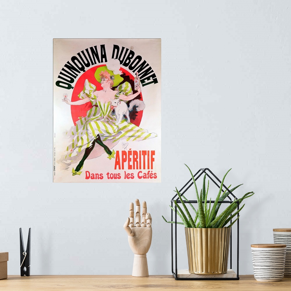 A bohemian room featuring XIR139138 Poster advertising 'Quinquina Dubonnet' aperitif, 1895 (colour litho)  by Cheret, Jules...