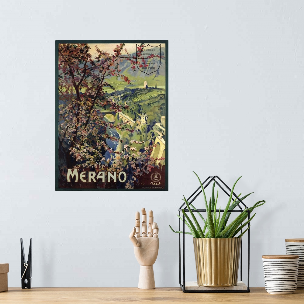 A bohemian room featuring Poster of Merano, printed by Richter