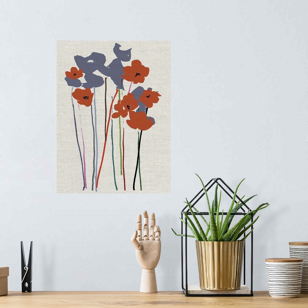 A bohemian room featuring Printed Poppies