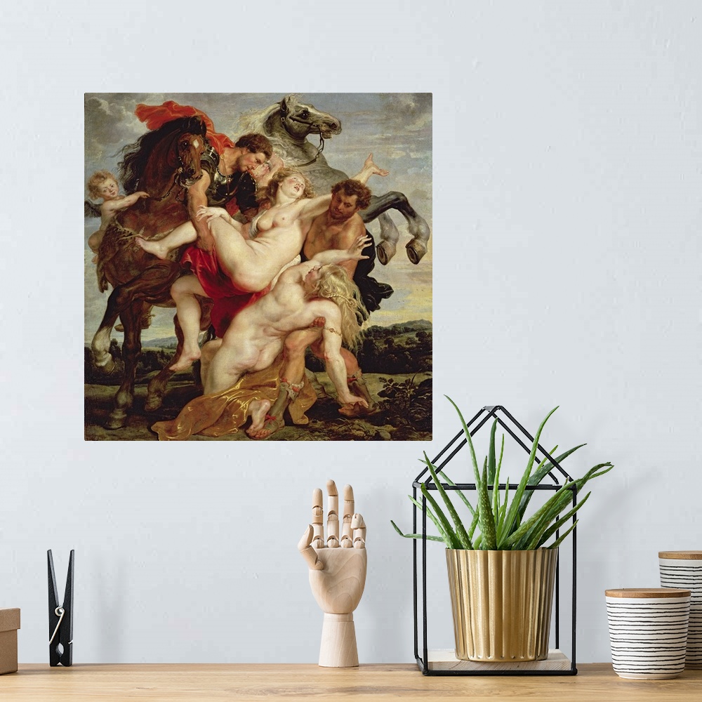 A bohemian room featuring XIR33380 Rape of the Daughters of Leucippus (oil on canvas)  by Rubens, Peter Paul (1577-1640); 2...