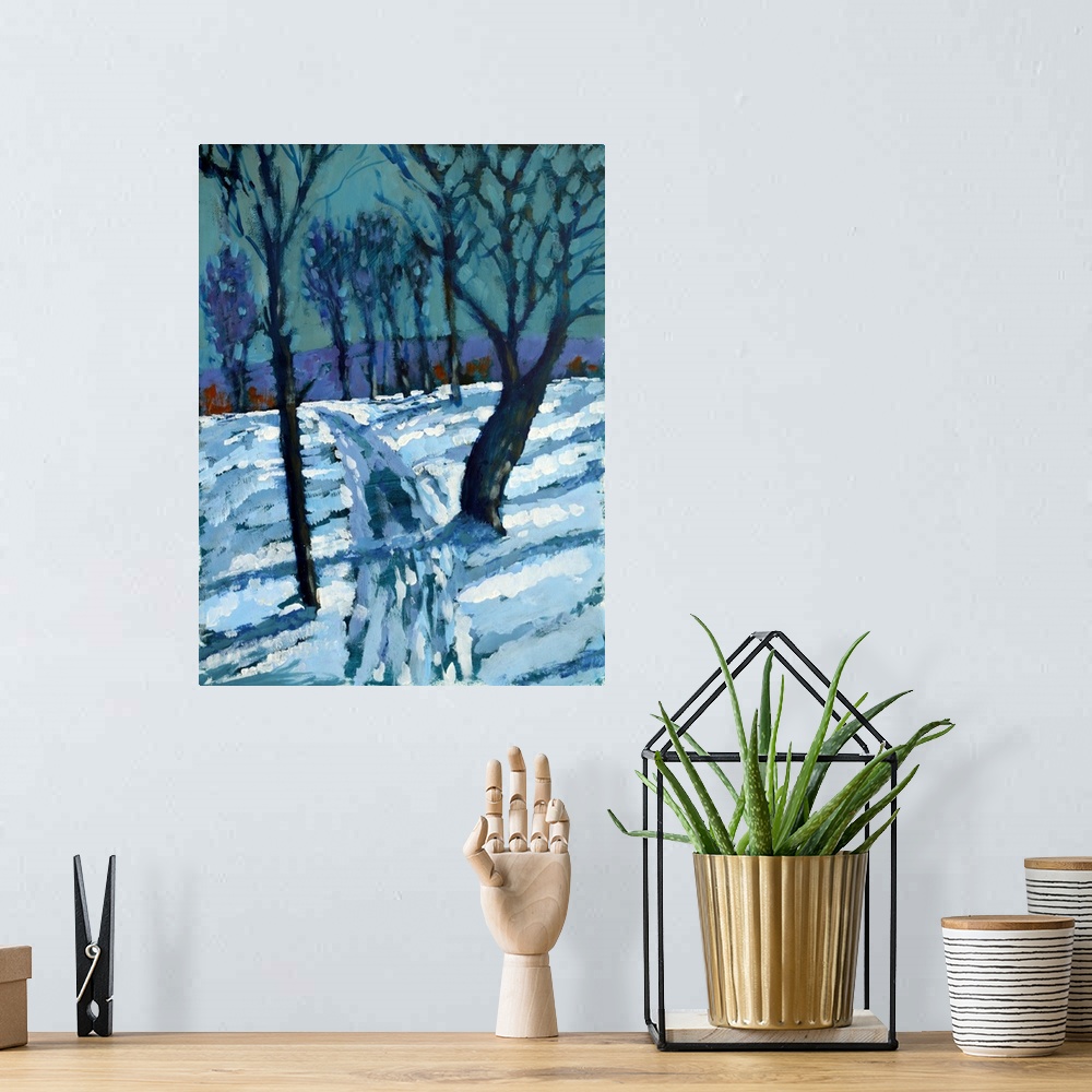A bohemian room featuring Snow, 2015, originally acrylic on paper.