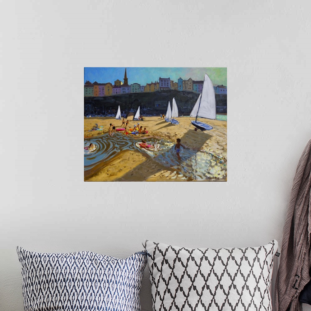 A bohemian room featuring Tenby Regatta, 2017 (originally oil on canvas) by Macara, Andrew