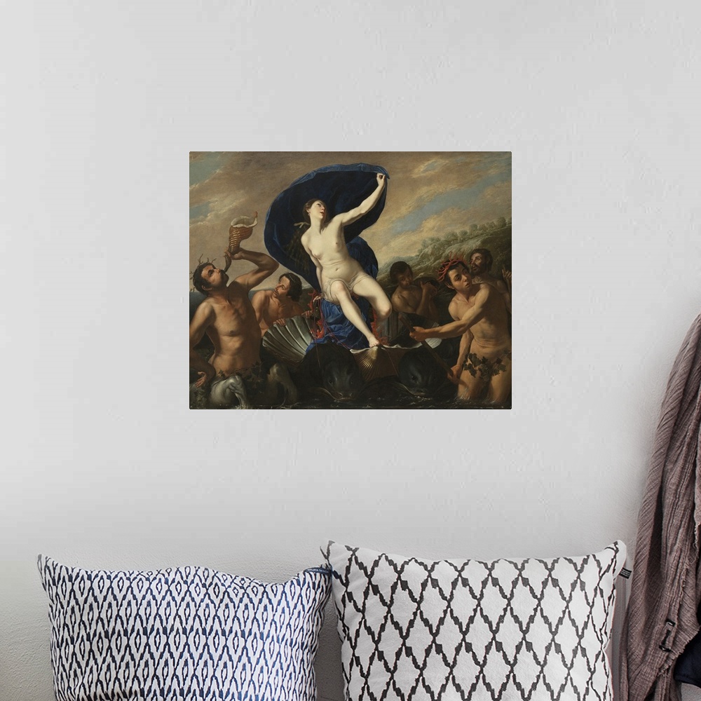 A bohemian room featuring The Triumph of Galatea. Originally oil on canvas.