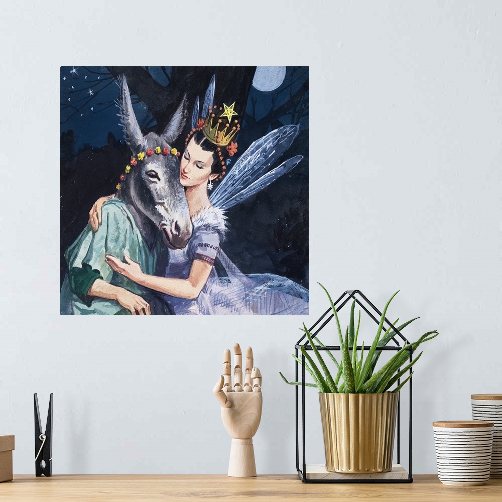 A bohemian room featuring Titania and Bottom. Original artwork for "Once Upon a Time."
