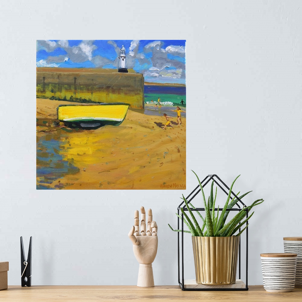 A bohemian room featuring Yellow Boat,St Ives,2017,(oil on canvas)