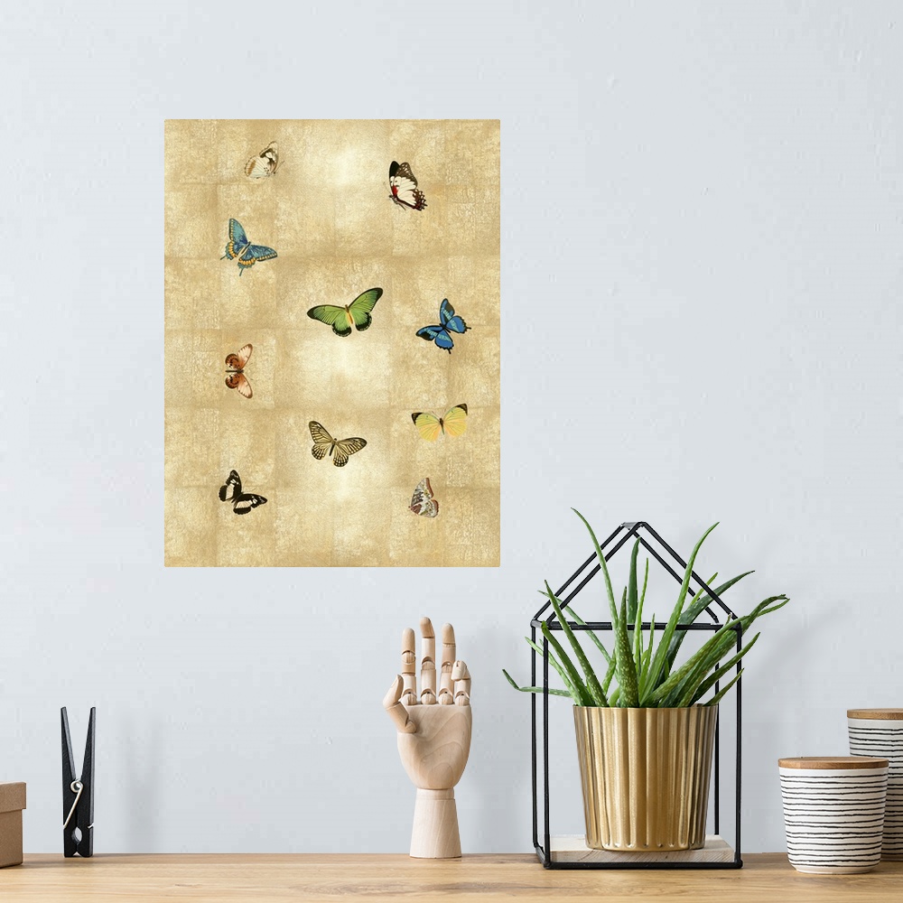 A bohemian room featuring Butterflies On Gold I
