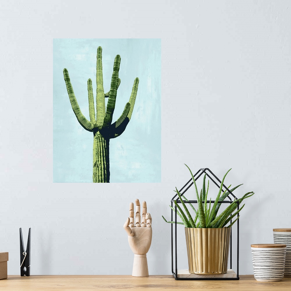 A bohemian room featuring Cactus on Blue III