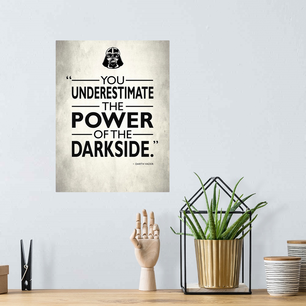 A bohemian room featuring "You underestimate the power of the darkside." -Darth Vader