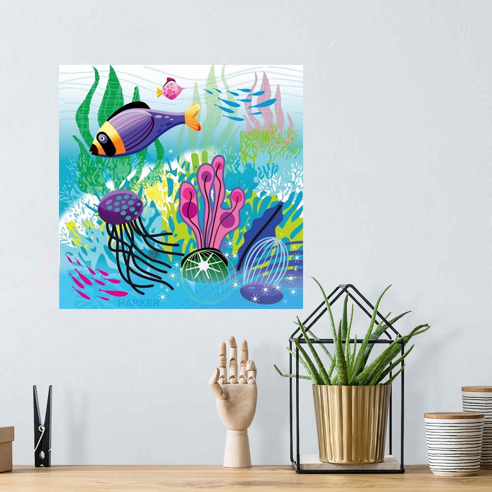 A bohemian room featuring Tropical Fish
