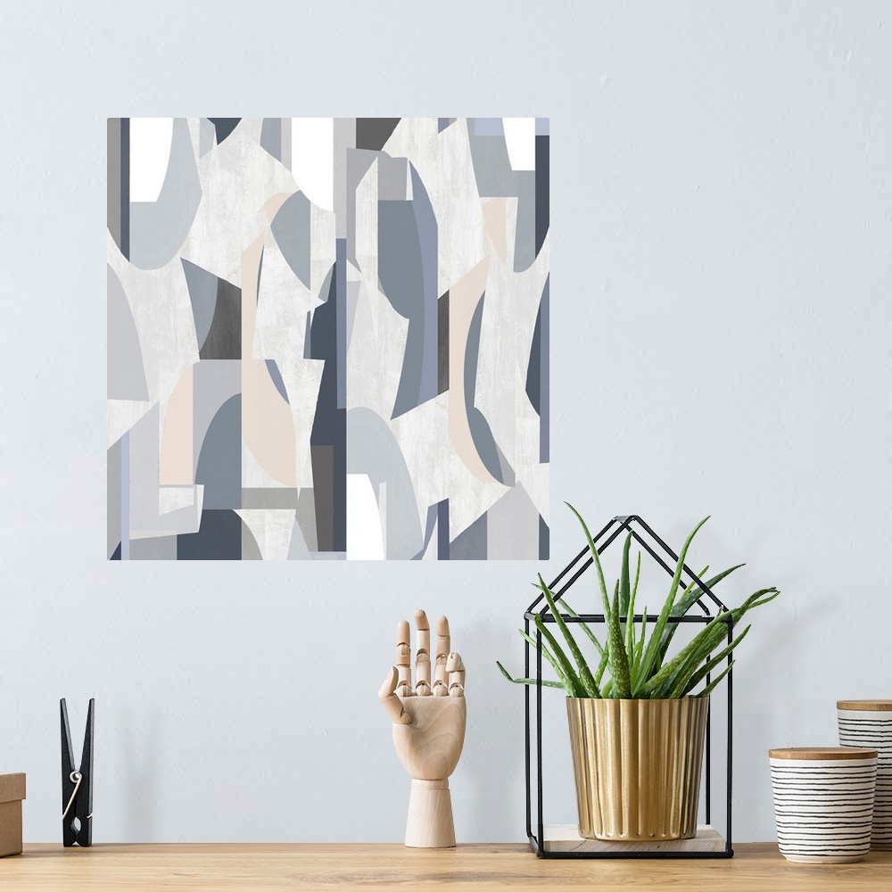 A bohemian room featuring Abstract Shapes Grey Square