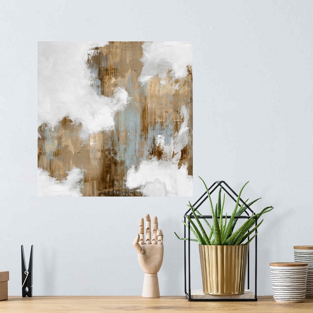 A bohemian room featuring Abstract Tan And White Scratch