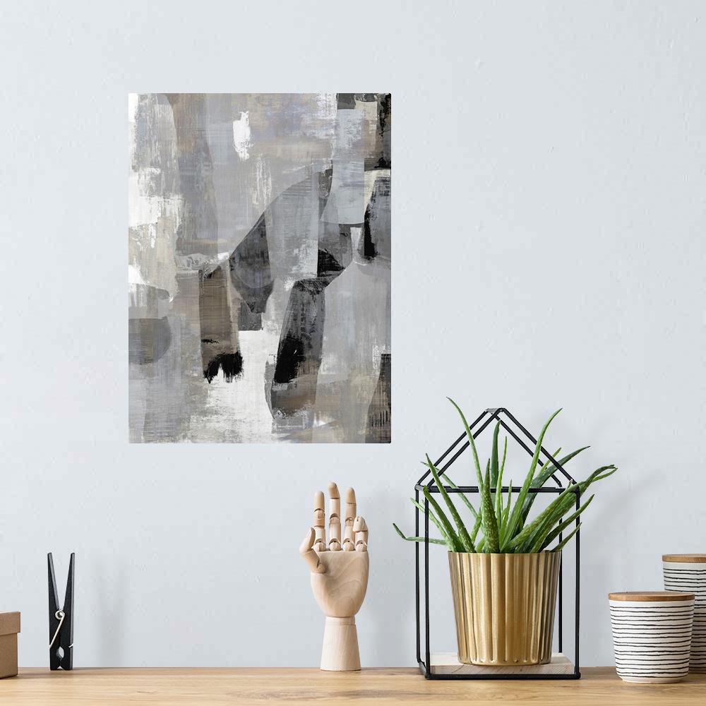 A bohemian room featuring Black And White Abstract